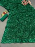 DESIGNER GEORGETTE EMBROIDERY AND SEQUENCE WORK SAREE WITH UNTITCHED BLOUSE PARTY WEAR WHOLESALE ETHNICGARMENT (2)