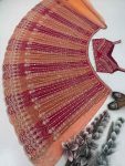 DESIGNER GEORGETTE EMBROIDERY CODING SEQUENCE WITH REAL MIRROR HAND WORK LEHENGA CHOLI WITH DUPATTA WEDDING WEAR WHOLESALE PRICE ETHNIC GARMENT (2)