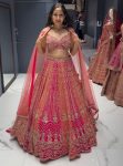 DESIGNER GEORGETTE EMBROIDERY CODING SEQUENCE WITH REAL MIRROR HAND WORK LEHENGA CHOLI WITH DUPATTA  ORANGE