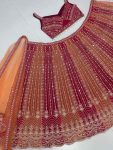 DESIGNER GEORGETTE EMBROIDERY CODING SEQUENCE WITH REAL MIRROR HAND WORK LEHENGA CHOLI WITH DUPATTA WEDDING WEAR WHOLESALE PRICE ETHNIC GARMENT (2)