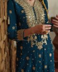 DESIGNER GEORGETTE EMBROIDERY SEQUENCE CODING RIVET MOTI WORK TOP PALAZZO WITH DUPATTA FESTIVE WEAR WHOLESALE PRICE ETHNIC GARMENT (2)