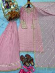 DESIGNER GEORGETTE EMBROIDERY SEQUENCE WITH RIVET MOTI WORK TOP WITH KHAJURI CRUSH PALAZZO WITH DUPATTA PARTY WEAR WHOLESALE PRICE ETHNIC GARMENT (2)