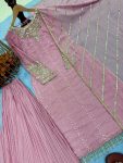 DESIGNER GEORGETTE EMBROIDERY SEQUENCE WITH RIVET MOTI WORK TOP WITH KHAJURI CRUSH PALAZZO WITH DUPATTA PARTY WEAR WHOLESALE PRICE ETHNIC GARMENT (2)