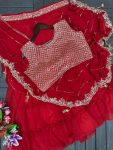 DESIGNER GEORGETTE EMBROIDERY SEQUENCE WORK LEHENGA CHOLI WITH DUPATTA PARTY WEAR WHOLESALE PRICE ETHNIC GARMENT (5)