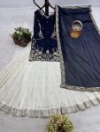 DESIGNER GEORGETTE EMBROIDERY SEQUENCE WORK TOP LEHENGA WITH DUPATTA NAVY BLUE