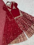 DESIGNER GEORGETTE EMBROIDERY SEQUENCE WORK TOP PALAZZO WITH DUPATTA FESTIVE WEAR WHOLESALE PRICE ETHNIC GARMENT (5)