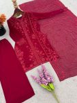 DESIGNER GEORGETTE EMBROIDERY SEQUENCE WORK TOP PALAZZO WITH DUPATTA FESTIVE WEAR WHOLESALE PRICE ETHNIC GARMENT (3)