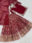 DESIGNER GEORGETTE EMBROIDERY SEQUENCE WORK TOP PALAZZO WITH DUPATTA FESTIVE WEAR WHOLESALE PRICE ETHNIC GARMENT (5)