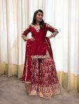 DESIGNER GEORGETTE EMBROIDERY SEQUENCE WORK TOP PALAZZO WITH DUPATTA FESTIVE WEAR WHOLESALE PRICE ETHNIC GARMENT (5)