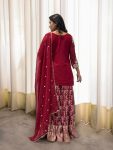 DESIGNER GEORGETTE EMBROIDERY SEQUENCE WORK TOP PALAZZO WITH DUPATTA FESTIVE WEAR WHOLESALE PRICE ETHNIC GARMENT (5)