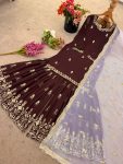 DESIGNER GEORGETTE EMBROIDERY SEQUENCE WORK TOP SHARARA WITH DUPATTA FESTIVE WEAR WHOLESALE PRICE ETHNIC GARMENT (4)
