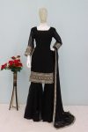 DESIGNER GEORGETTE EMBROIDERY SEQUENCE WORK TOP SHARARA WITH DUPATTA FESTIVE WEAR WHOLESALE PRICE ETHNIC GARMENT (5)