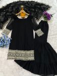 DESIGNER GEORGETTE EMBROIDERY SEQUENCE WORK TOP SHARARA WITH DUPATTA FESTIVE WEAR WHOLESALE PRICE ETHNIC GARMENT (5)