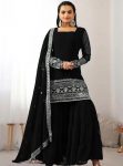DESIGNER GEORGETTE EMBROIDERY SEQUENCE WORK TOP SHARARA WITH DUPATTA FESTIVE WEAR WHOLESALE PRICE ETHNIC GARMENT (5)