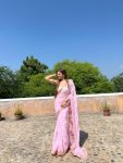 DESIGNER GEORGETTE EMBROIDERY SEQUENCE WORK WITH LACE WORK SAREE WITH UNSTITCHED BLOUSE PARTY WEAR WHOLESALE PRICE ETHNIC GARMENT (4)