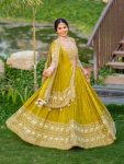 DESIGNER GEORGETTE EMBROIDERY THREAD AND SEQUENCE WORK LEHENGA CHOLI WITH DUPATTA WEDDING WEAR WHOLESALE PRICE ETHNIC GARMENT (3)