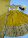 DESIGNER GEORGETTE EMBROIDERY THREAD AND SEQUENCE WORK LEHENGA CHOLI WITH DUPATTA WEDDING WEAR WHOLESALE PRICE ETHNIC GARMENT (3)