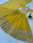 DESIGNER GEORGETTE EMBROIDERY THREAD AND SEQUENCE WORK LEHENGA CHOLI WITH DUPATTA WEDDING WEAR WHOLESALE PRICE ETHNIC GARMENT (3)