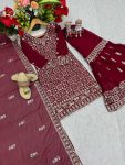 DESIGNER GEORGETTE EMBROIDERY THREAD AND SEQUENCE WORK TOP SHARARA WITH DUPATTA FESTIVE WEAR WHOLESALE PRICE ETHNIC GARMENT (3)