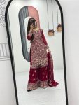 DESIGNER GEORGETTE EMBROIDERY THREAD AND SEQUENCE WORK TOP SHARARA WITH DUPATTA FESTIVE WEAR WHOLESALE PRICE ETHNIC GARMENT (3)