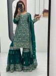 DESIGNER GEORGETTE EMBROIDERY THREAD AND SEQUENCE WORK TOP SHARARA WITH DUPATTA FESTIVE WEAR WHOLESALE PRICE ETHNIC GARMENT (6)