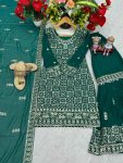 DESIGNER GEORGETTE EMBROIDERY THREAD AND SEQUENCE WORK TOP SHARARA WITH DUPATTA FESTIVE WEAR WHOLESALE PRICE ETHNIC GARMENT (6)