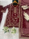 DESIGNER GEORGETTE EMBROIDERY WITH THREAD AND SEQUENCE WORK TOP PALAZZO WITH DUPATTA FESTIVE WEAR WHOLESALE PRICE ETHNIC GARMENT (3)