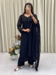 DESIGNER GEORGETTE EMBROIDERY WORK TOP BOTTOM WITH DUPATTA BLACK
