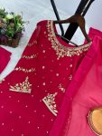 DESIGNER GEORGETTE FANCY EMBROIDERY AND SEQUENCE WORK TOP BOTTOM WITH DUPATTA FESTIVE WEAR WHOLESALE PRICE ETHNIC GARMENT (2)