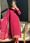 DESIGNER GEORGETTE FANCY EMBROIDERY AND SEQUENCE WORK TOP BOTTOM WITH DUPATTA FESTIVE WEAR WHOLESALE PRICE ETHNIC GARMENT (2)