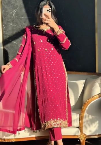 DESIGNER GEORGETTE FANCY EMBROIDERY AND SEQUENCE WORK TOP BOTTOM WITH DUPATTA RANI