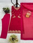 DESIGNER GEORGETTE FANCY EMBROIDERY AND SEQUENCE WORK TOP BOTTOM WITH DUPATTA FESTIVE WEAR WHOLESALE PRICE ETHNIC GARMENT (2)