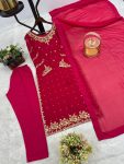 DESIGNER GEORGETTE FANCY EMBROIDERY AND SEQUENCE WORK TOP BOTTOM WITH DUPATTA FESTIVE WEAR WHOLESALE PRICE ETHNIC GARMENT (2)