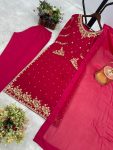 DESIGNER GEORGETTE FANCY EMBROIDERY AND SEQUENCE WORK TOP BOTTOM WITH DUPATTA FESTIVE WEAR WHOLESALE PRICE ETHNIC GARMENT (2)