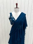 DESIGNER GEORGETTE FANCY RUFFLE WORK SHARARA SAREE WITH STITCHED BLOUSE PARTY WEAR WHOLESALE PRICE ETHNIC GARMENT (4)