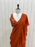 DESIGNER GEORGETTE FANCY RUFFLE WORK SHARARA SAREE WITH STITCHED BLOUSE PARTY WEAR WHOLESALE PRICE ETHNIC GARMENT (4)