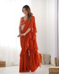 DESIGNER GEORGETTE FANCY RUFFLE WORK SHARARA SAREE WITH STITCHED BLOUSE PARTY WEAR WHOLESALE PRICE ETHNIC GARMENT (4)