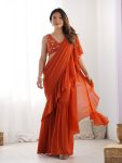 DESIGNER GEORGETTE FANCY RUFFLE WORK SHARARA SAREE WITH STITCHED BLOUSE PARTY WEAR WHOLESALE PRICE ETHNIC GARMENT (4)