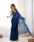 DESIGNER GEORGETTE FANCY RUFFLE WORK SHARARA SAREE WITH STITCHED BLOUSE PARTY WEAR WHOLESALE PRICE ETHNIC GARMENT (4)