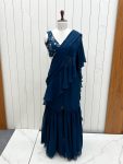 DESIGNER GEORGETTE FANCY RUFFLE WORK SHARARA SAREE WITH STITCHED BLOUSE PARTY WEAR WHOLESALE PRICE ETHNIC GARMENT (4)