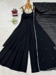 DESIGNER GEORGETTE HAND WORK WITH REAL MIRROR WORK TOP PALAZZO WITH DUPATTA PARTY WEAR WHOLESALE PRICE ETHNIC GARMENT (3)