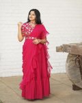 DESIGNER GEORGETTE LEHENGA SAREE WITH EMBROIDERY SEQUENCE WORK BLOUSE AND DUPATTA PARTY WEAR WHOLESALE PRICE ETHNIC GARMENT (4)