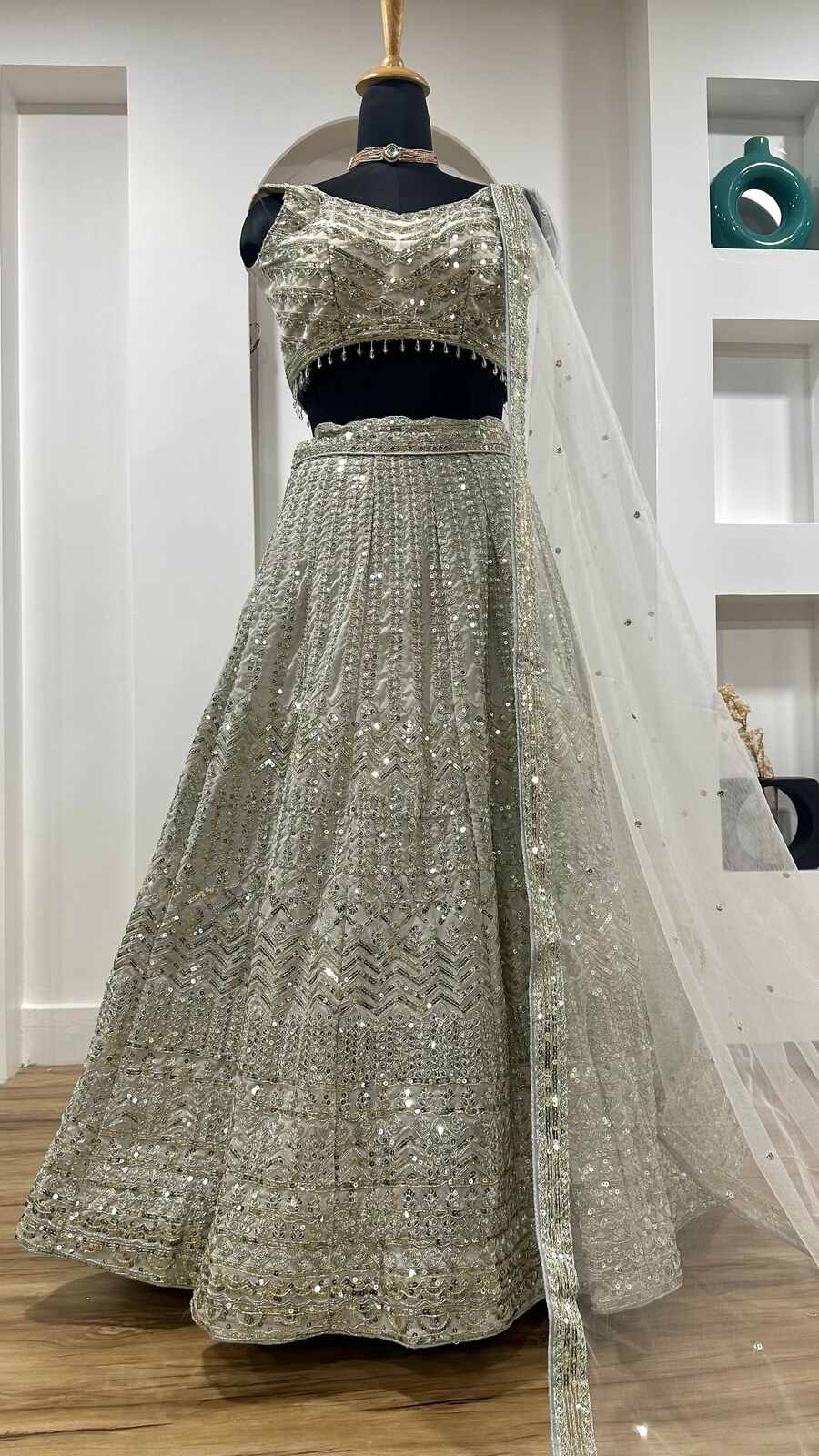 DESIGNER GEORGETTE SEQUENCE AND DORI WORK LEHENGA CHHOLI WITH DUPATTA PARTY WEAR WHOLESALE PRICE ETHNIC GARMENT (1)