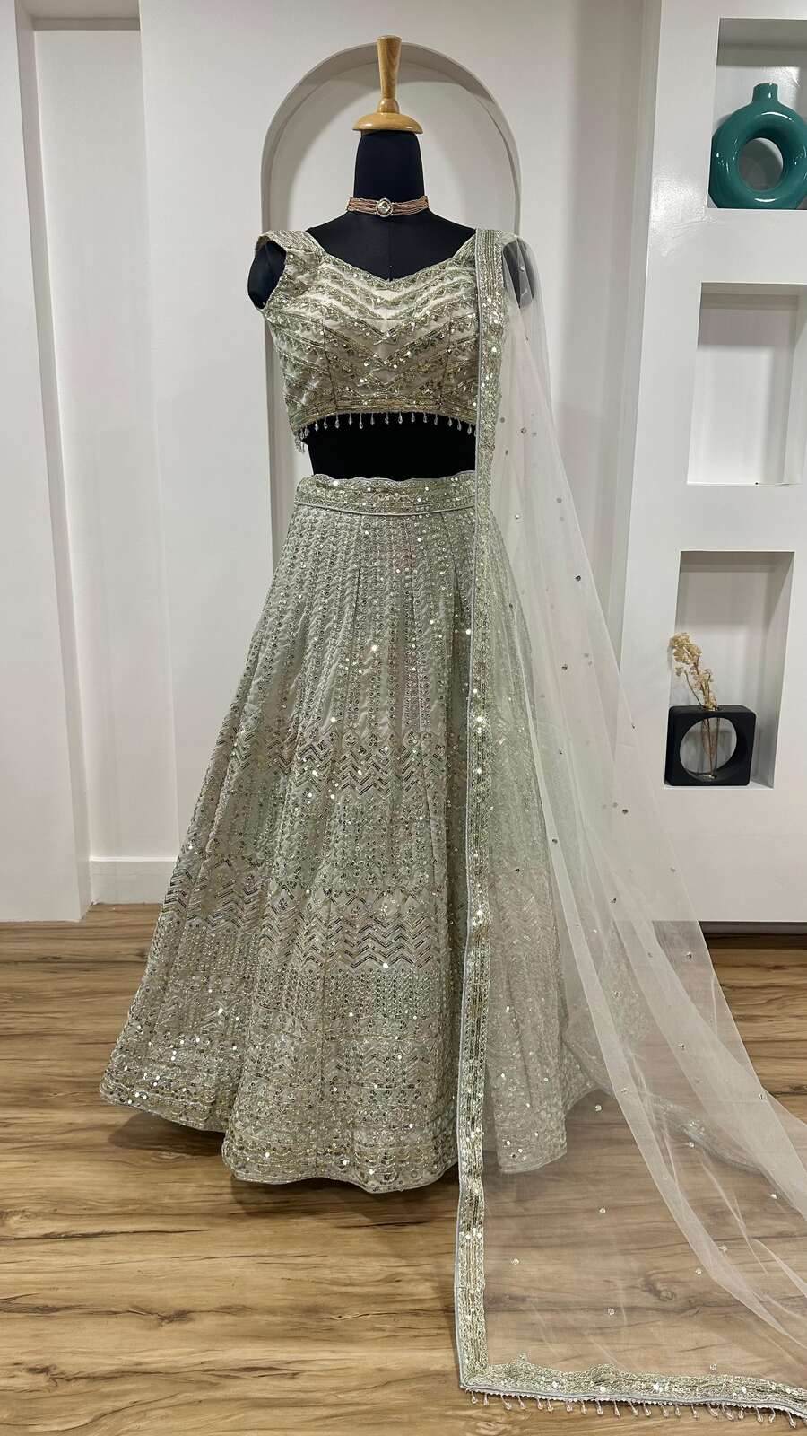 DESIGNER GEORGETTE SEQUENCE AND DORI WORK LEHENGA CHHOLI WITH DUPATTA PARTY WEAR WHOLESALE PRICE ETHNIC GARMENT (2)