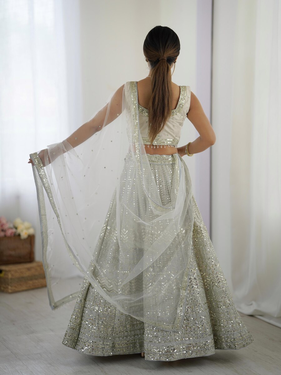 DESIGNER GEORGETTE SEQUENCE AND DORI WORK LEHENGA CHHOLI WITH DUPATTA PARTY WEAR WHOLESALE PRICE ETHNIC GARMENT (5)