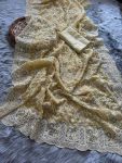 DESIGNER GEORGETTE SEQUENCE MULTI THREAD WITH  SATIN BORDER SAREE WITH UNSTITCHED  BLOUSE CREAM