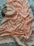 DESIGNER GEORGETTE SEQUENCE MULTI THREAD WITH  SATIN BORDER SAREE WITH UNSTITCHED  BLOUSE ORANGE