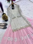 DESIGNER GEORGETTE SEQUENCE WORK MULTI NEEDLE EMBROIDERY AND ZARI WORK TOP LEHENGA WITH DUPATTA WEDDING WEAR WHOLESALE PRICE ETHNIC GARMENT (3)