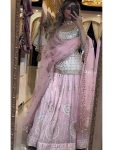 DESIGNER GEORGETTE SEQUENCE WORK MULTI NEEDLE EMBROIDERY AND  ZARI WORK TOP LEHENGA WITH DUPATTA  BABY PINK