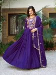 DESIGNER GEORGETTE SEQUENCE and THREAD WORK GOWN WITH DUPATTA PURPLE